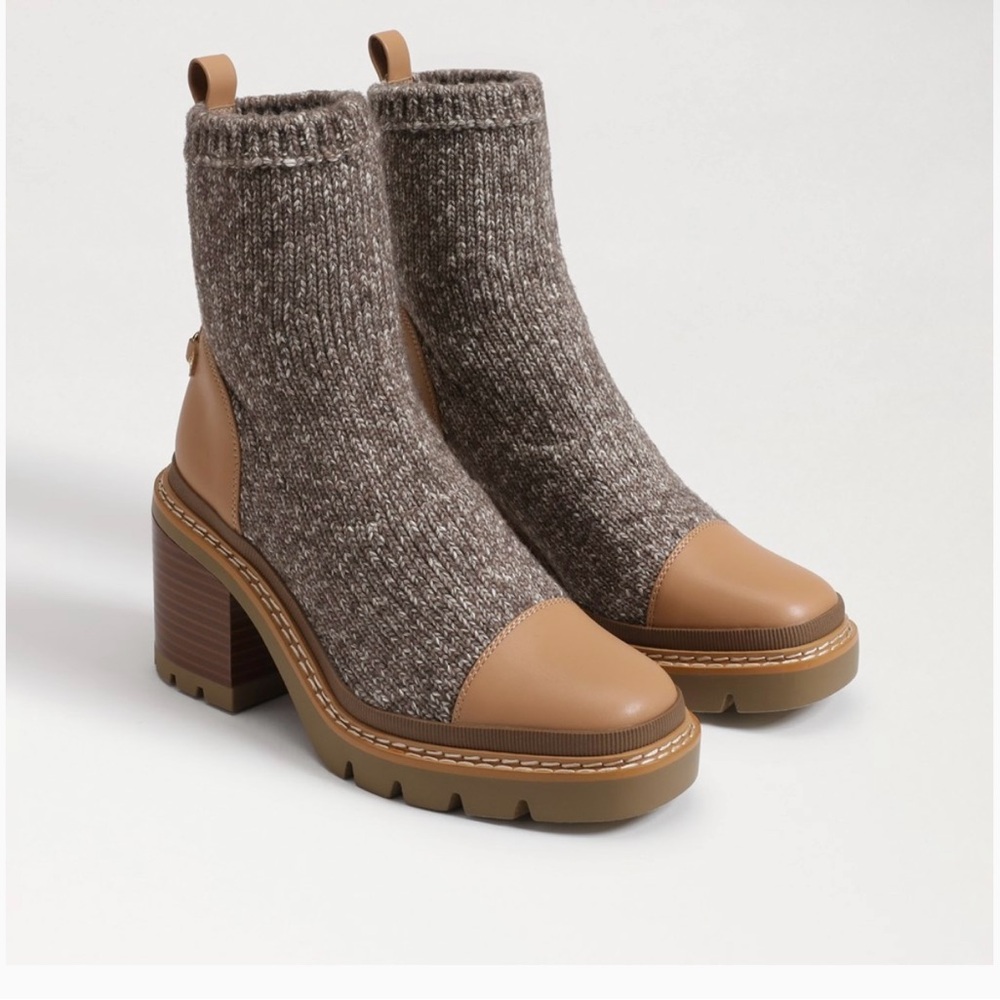 Sam Edelman Brown and Tan Heeled Boots with Leather Accents